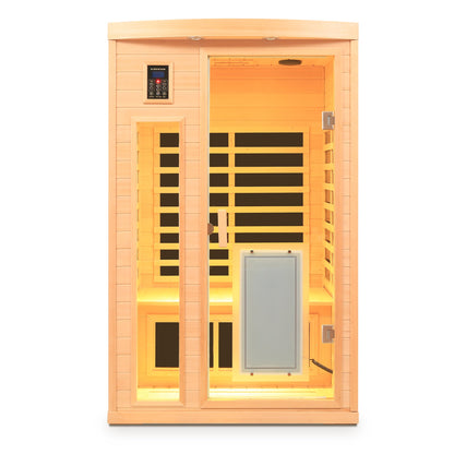Low EMF Hemlock Wood Far-Infrared Indoor Two-Person Sauna Room