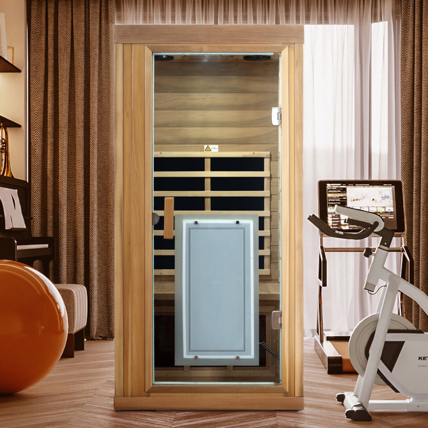 One person Far infrared red cedar standard indoor sauna room (Front & Rear & Left & Right)