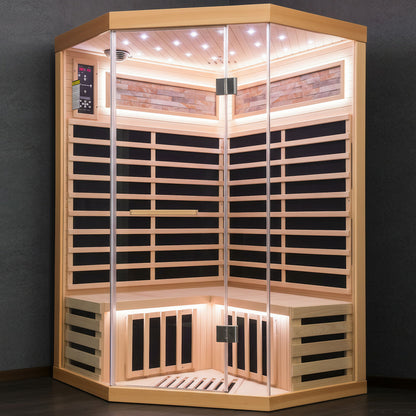 Double Sauna Room With Carbon Heating Plates - White Oak