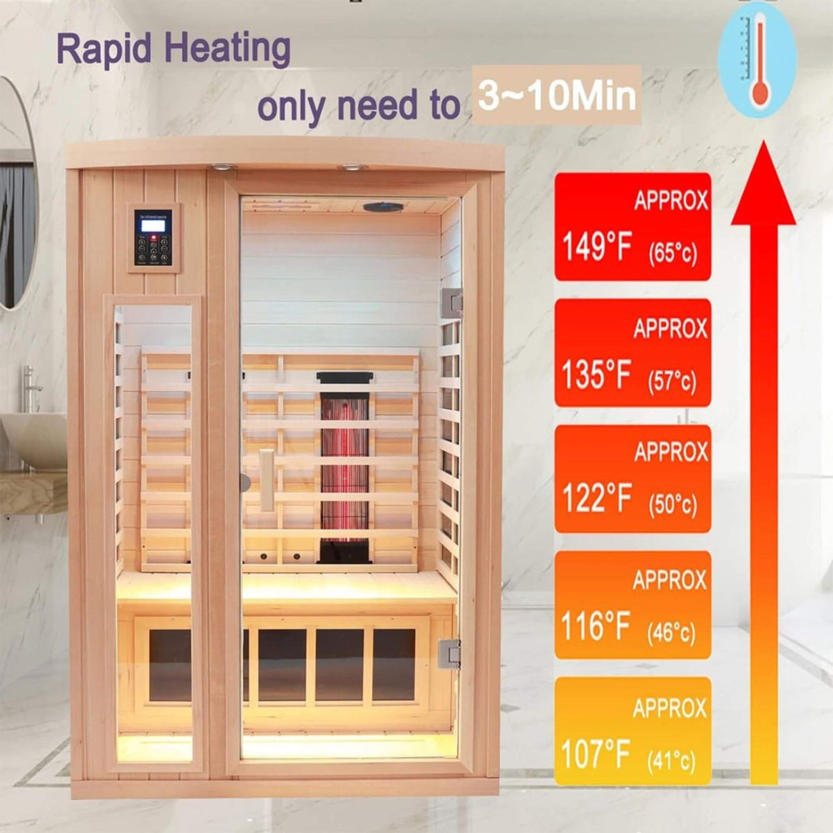 Orien Premium 2-Person Low EMF FAR-Infrared Heat Wood Home Personal Spa Sauna With Ceramic Heaters, 1760W (SAK25714)