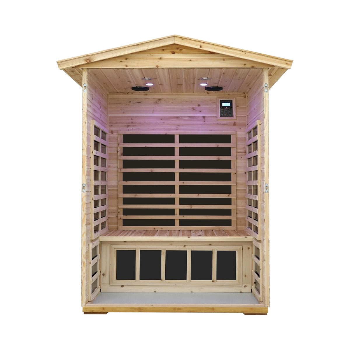 Vexa Luxury 2-Person Outdoor Low EMF Hemlock Infrared Sauna With Bluetooth And Chromotherapy Light (SAK97318)