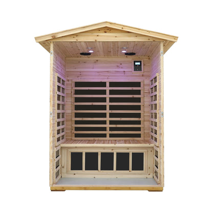 Vexa Luxury 2-Person Outdoor Low EMF Hemlock Infrared Sauna With Bluetooth And Chromotherapy Light (SAK97318)