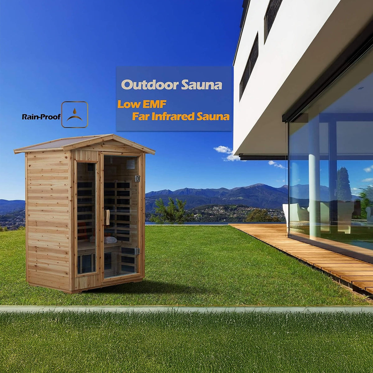 Vexa Luxury 2-Person Outdoor Low EMF Hemlock Infrared Sauna With Bluetooth And Chromotherapy Light (SAK97318)