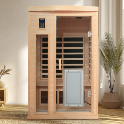 Low EMF Hemlock Wood Far-Infrared Indoor Two-Person Sauna Room