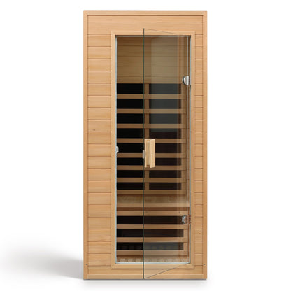 Hemlock One-person Far Infrared Roof Embedded Indoor Sauna Room Natural Hemlock 33.7x33.46x72.83 inches