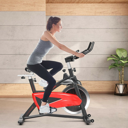Magnetic Exercise Bike Fitness Cycling Bike with 35Lbs Flywheel for Home and Gym-Black & Red