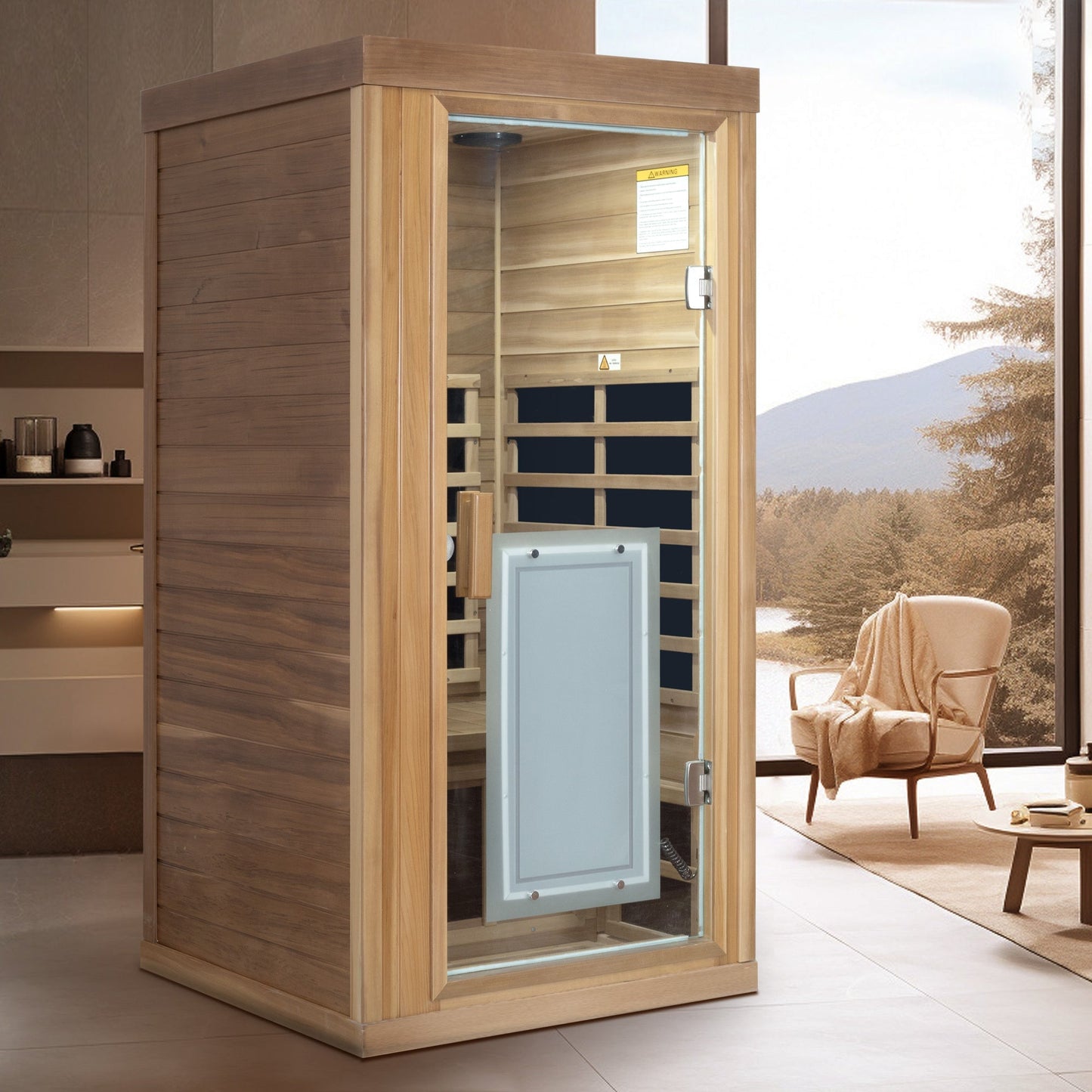One person Far infrared red cedar standard indoor sauna room (Front & Rear & Left & Right)
