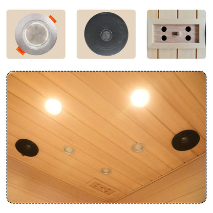 Low Emf Front Door With Heating Panel 2 Persons Hemlock Far Infrared Corner Indoor Sauna Room - Natural