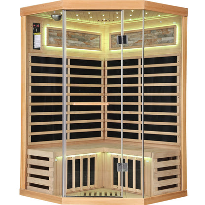 Double Sauna Room With Carbon Heating Plates - White Oak