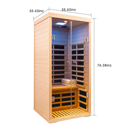 Luxury Indoor Low EMF Far Infrared Sauna Room with Hemlock Wood and Glass Double Doors