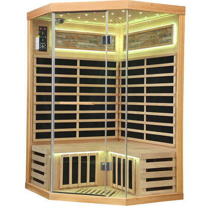 Double Sauna Room With Carbon Heating Plates - White Oak
