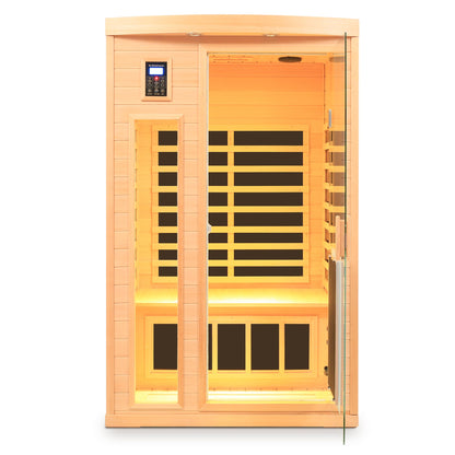 Low EMF Hemlock Wood Far-Infrared Indoor Two-Person Sauna Room