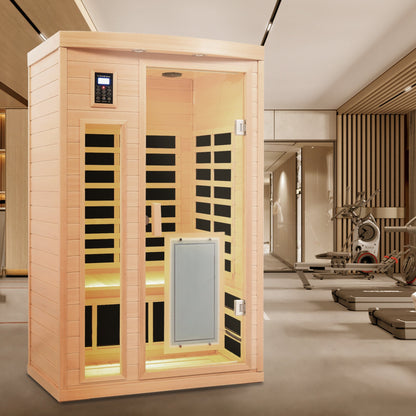 Low EMF Hemlock Wood Far-Infrared Indoor Two-Person Sauna Room