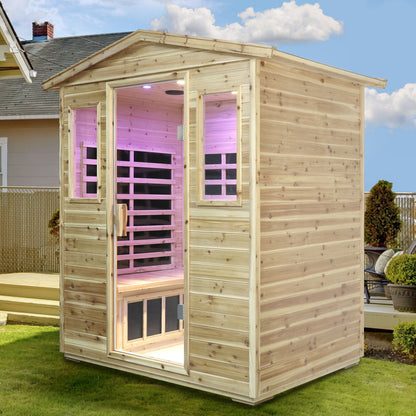 Four person Far-infrared Old fir outdoor sauna room
