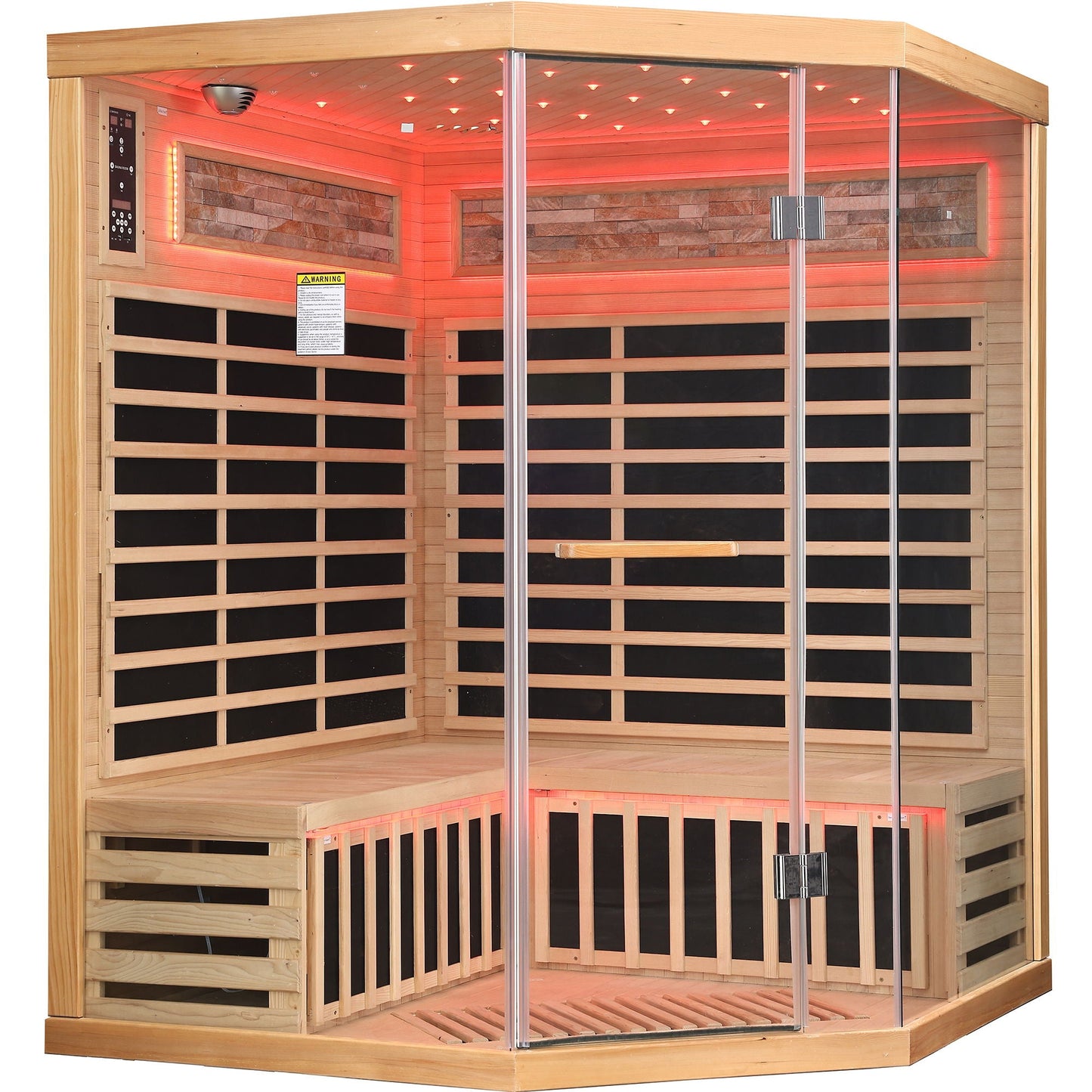 Pentagonal Sauna Room With Carbon Heating Plates - American White Oak
