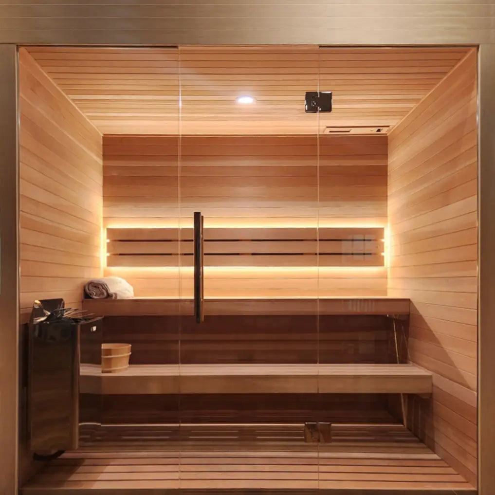 Custom Indoor Sauna Room - 7' x 10' x 8' - Finnish Sauna Builders