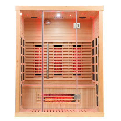 Blisspod | Venetian | Full Spectrum Indoor Premium Canadian Hemlock Ultra Low EMF Sauna | 11 Heaters | Chromotherapy & Reflexology | 3 Person