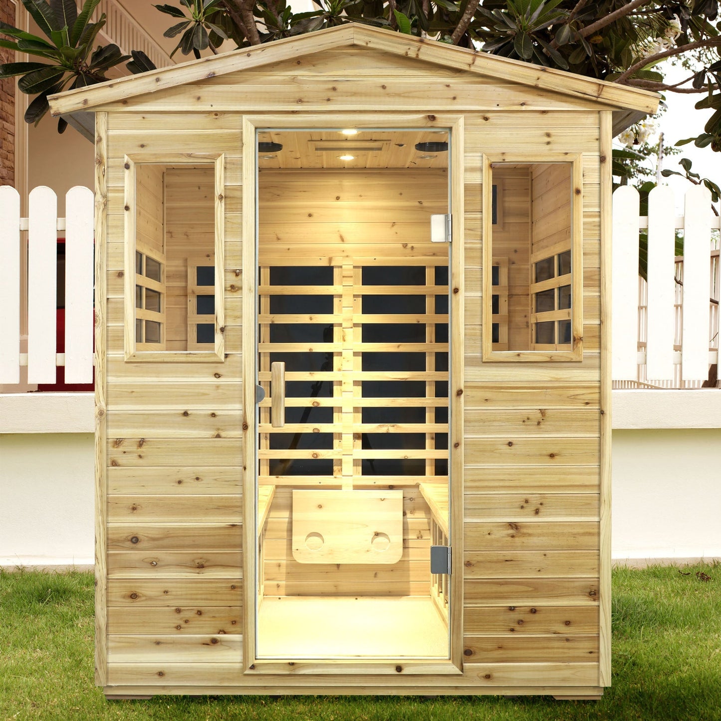 Four person Far-infrared Old fir outdoor sauna room