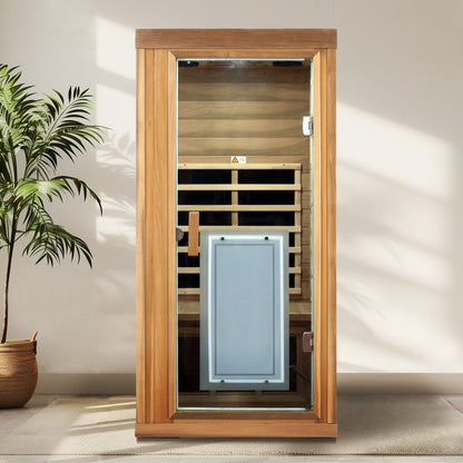 One person Far infrared red cedar standard indoor sauna room (Front & Rear & Left & Right)