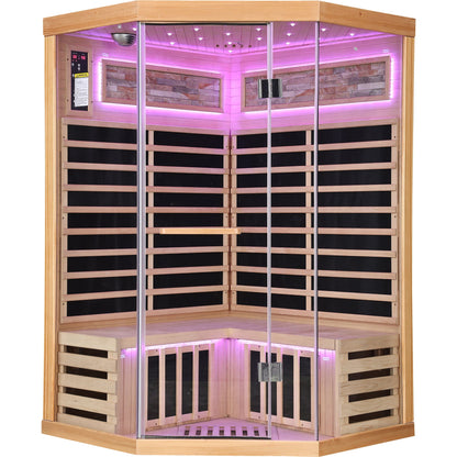 Double Sauna Room With Carbon Heating Plates - White Oak