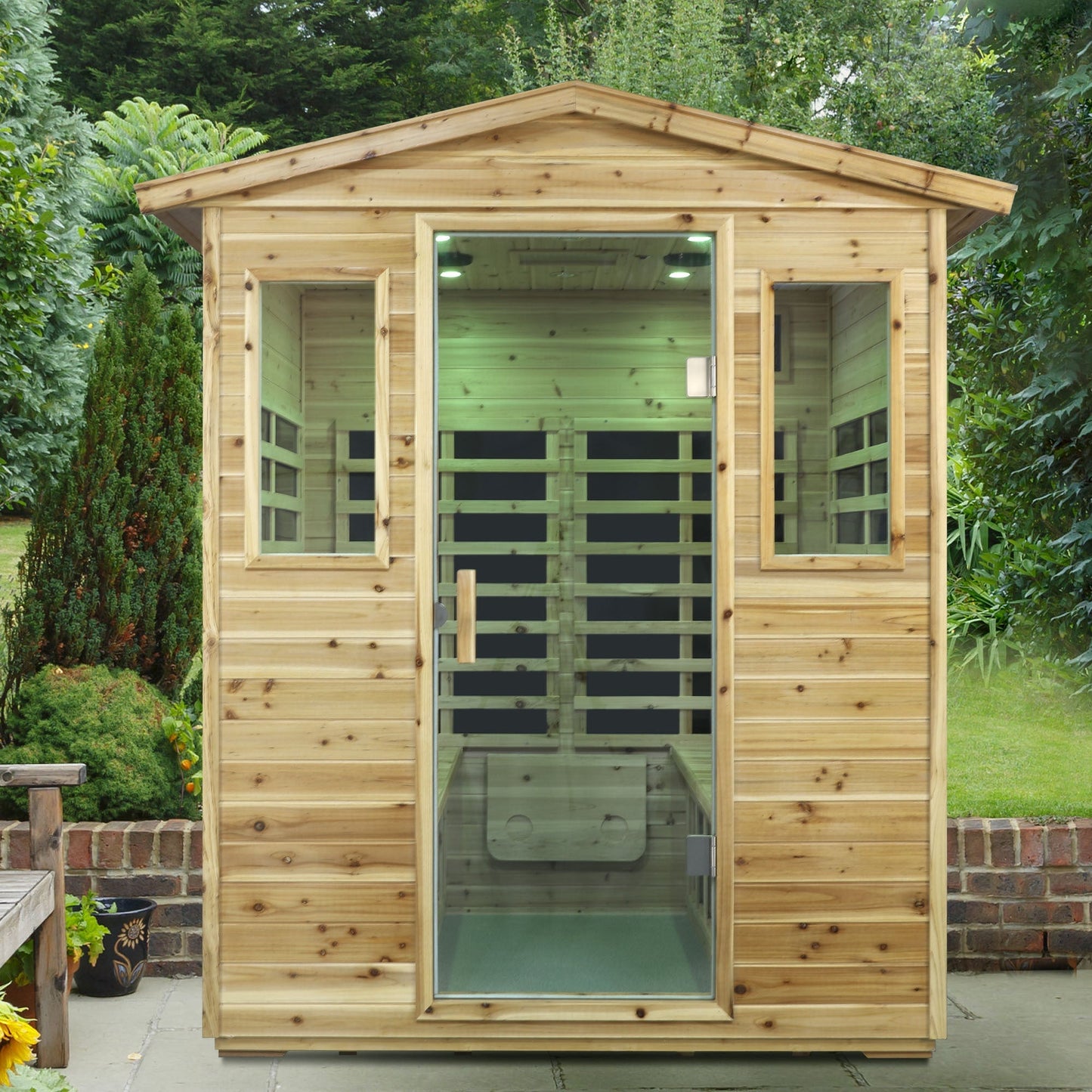 Four person Far-infrared Old fir outdoor sauna room