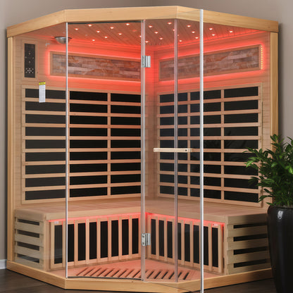 Pentagonal Sauna Room With Carbon Heating Plates - American White Oak