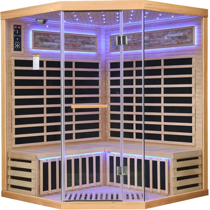 Pentagonal Sauna Room With Carbon Heating Plates - American White Oak