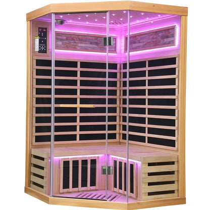 Double Sauna Room With Carbon Heating Plates - White Oak