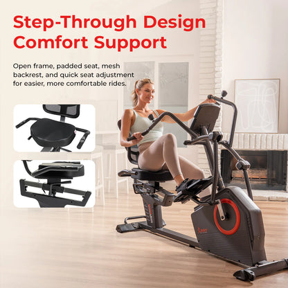 Premium Smart Programmable Electro-Magnetic Resistance Recumbent Elliptical Cross Trainer