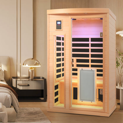 Low EMF Hemlock Wood Far-Infrared Indoor Two-Person Sauna Room