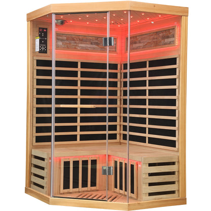 Double Sauna Room With Carbon Heating Plates - White Oak