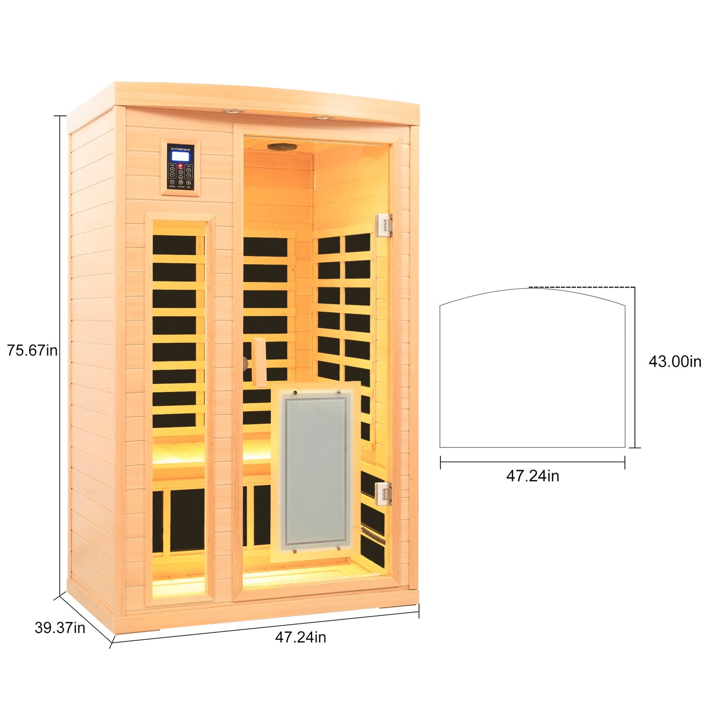 Low EMF Hemlock Wood Far-Infrared Indoor Two-Person Sauna Room