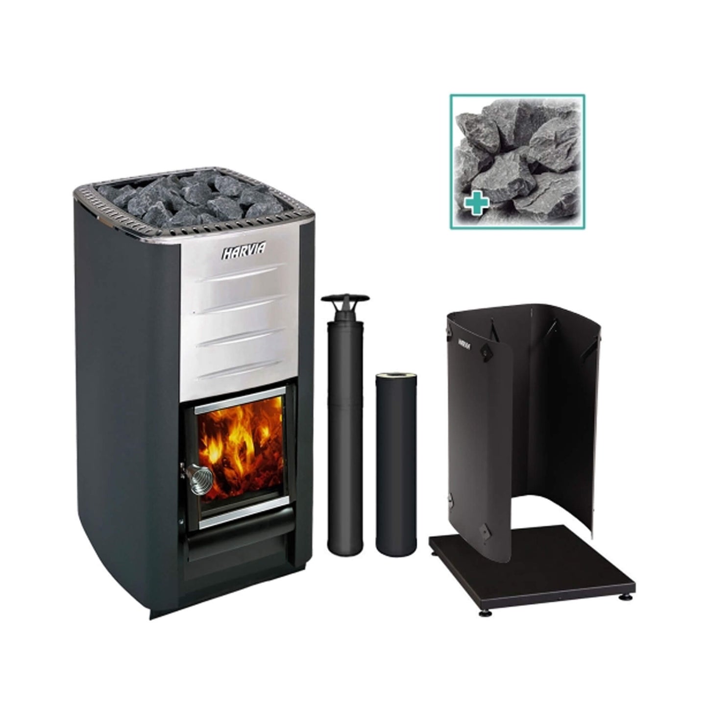 Harvia M3 16.5KW Premium Wood-Burning Sauna Stove Kit [M3 SS PKG] (SAK19523)