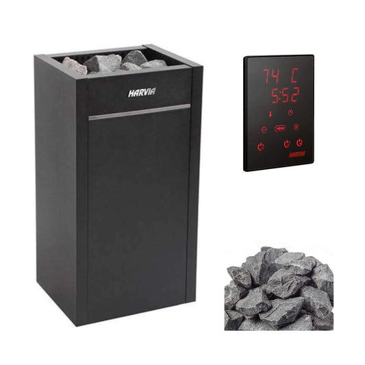 Harvia Virta HL Series Freestanding Electric Sauna Heater With Xenio Series Digital Control & Sauna Stones [HL60/80/90/110E] (SAK57630)