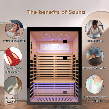 Flux Luxury 2-Person Canadian Hemlock Wood Far Infrared Home Sauna (SAK02184)