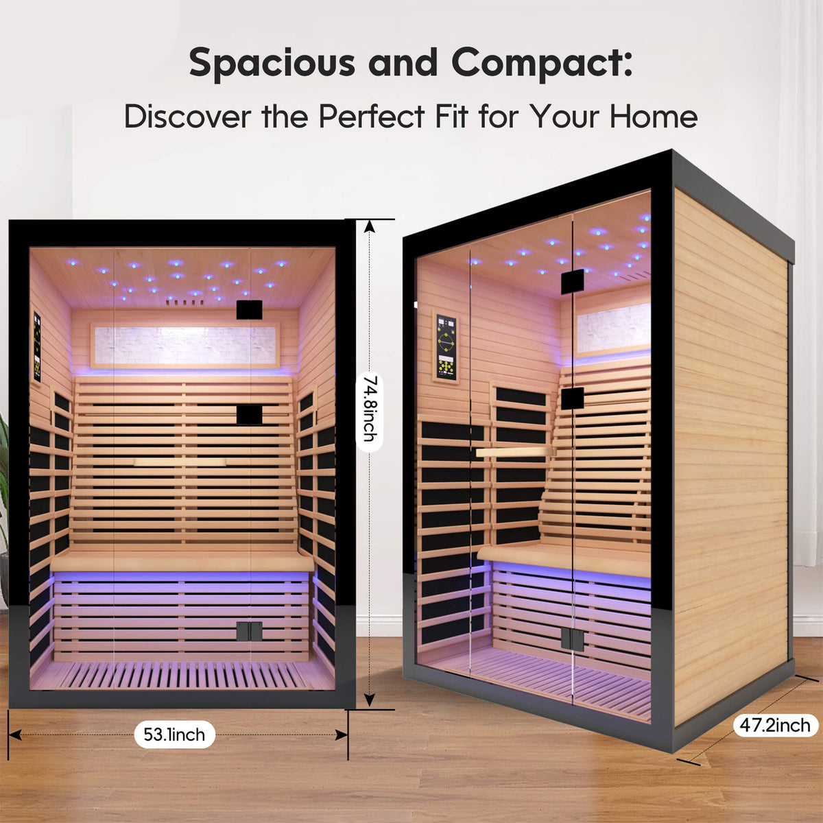 Flux Luxury 2-Person Canadian Hemlock Wood Far Infrared Home Sauna (SAK02184)