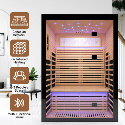 Flux Luxury 2-Person Canadian Hemlock Wood Far Infrared Home Sauna (SAK02184)