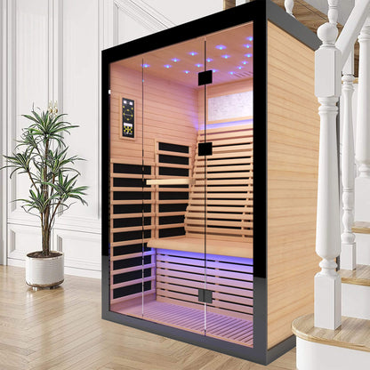 Flux Luxury 2-Person Canadian Hemlock Wood Far Infrared Home Sauna (SAK02184)