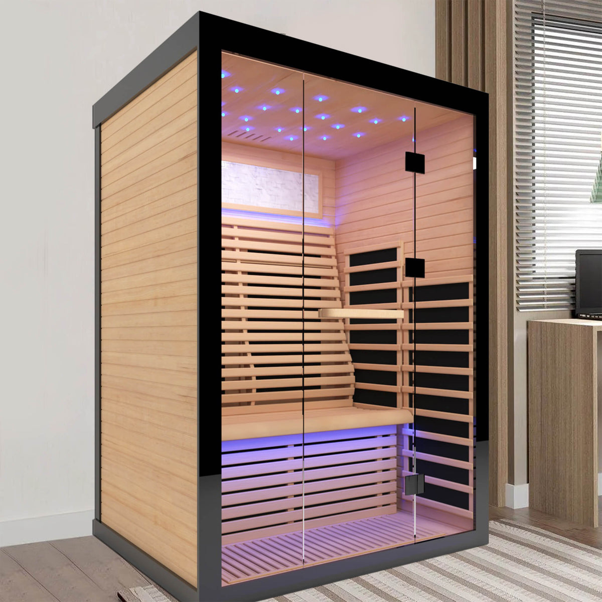 Flux Luxury 2-Person Canadian Hemlock Wood Far Infrared Home Sauna (SAK02184)