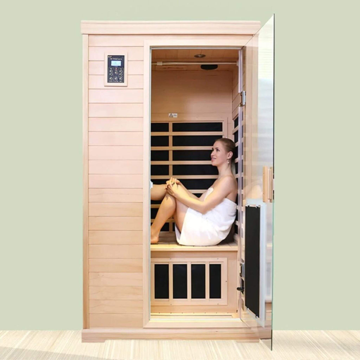 Ivara Luxury 2-Person Hemlock Wood FAR Infrared Sauna Room W/ Glass Door, 1750W (SAK81525)