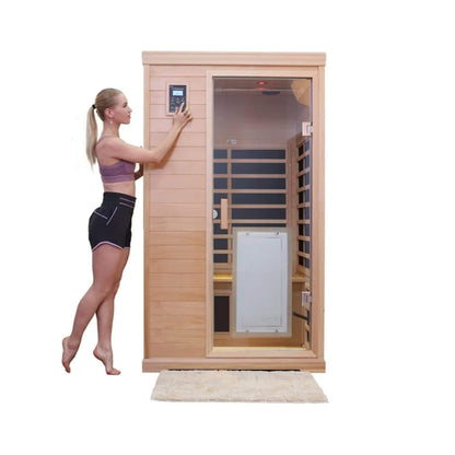 Ivara Luxury 2-Person Hemlock Wood FAR Infrared Sauna Room W/ Glass Door, 1750W (SAK81525)