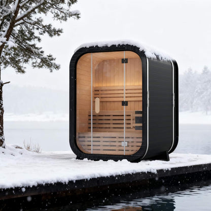 Lund Luxury 2-Person Outdoor Spruce Wood Cube Sauna Kit With 4.5KW Electric Stove (SAK74290)
