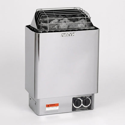 Harvia KIP45B JH45B2401 KIP Series 4.5kW Stainless Steel Sauna Heater at 240V 1PH with Built-In Time and Temperature Controls Stainless Steel