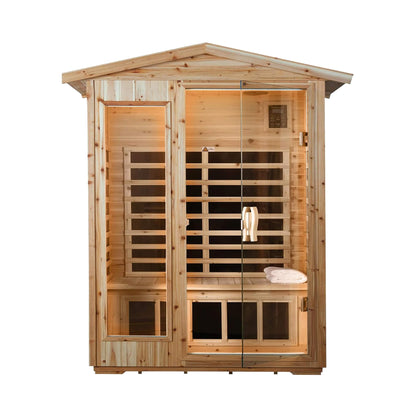 Zorin Premium 2-Person Indoor Outdoor Low EMF FAR-Infrared Hemlock Wood Personal Home Sauna Spa, 1750W (SAK27451)