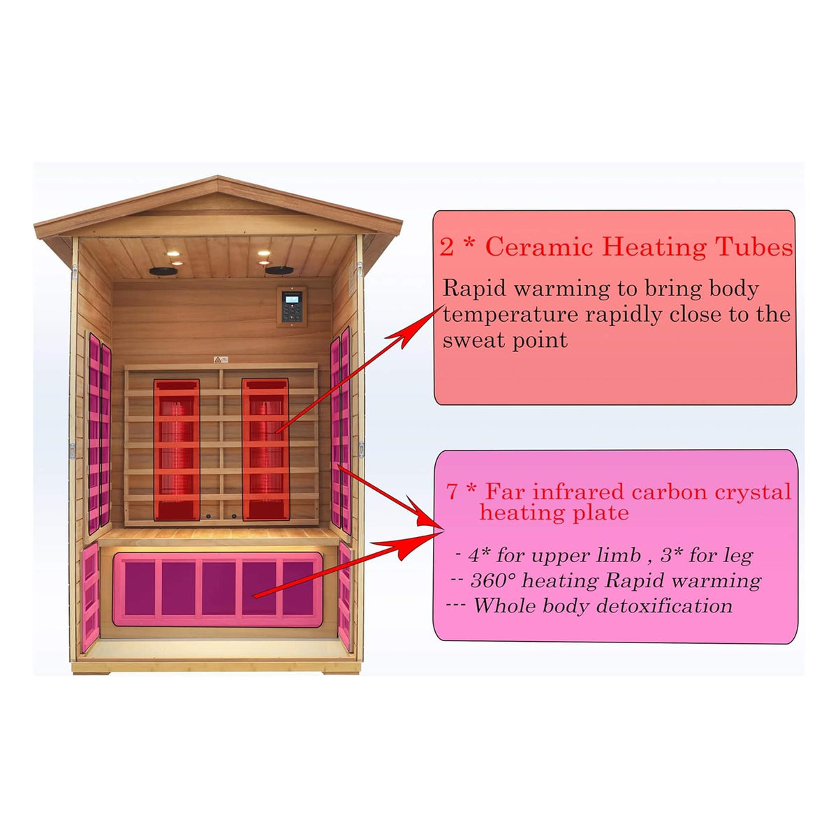 Alveron 2-Person Outdoor Mahogany Low EMF Far Infrared Sauna With Bluetooth Audio And LED Lights (SAK83719)