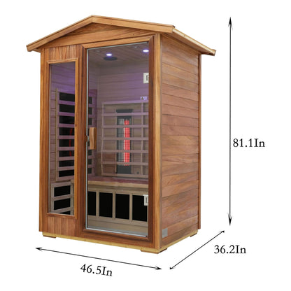 Alveron 2-Person Outdoor Mahogany Low EMF Far Infrared Sauna With Bluetooth Audio And LED Lights (SAK83719)