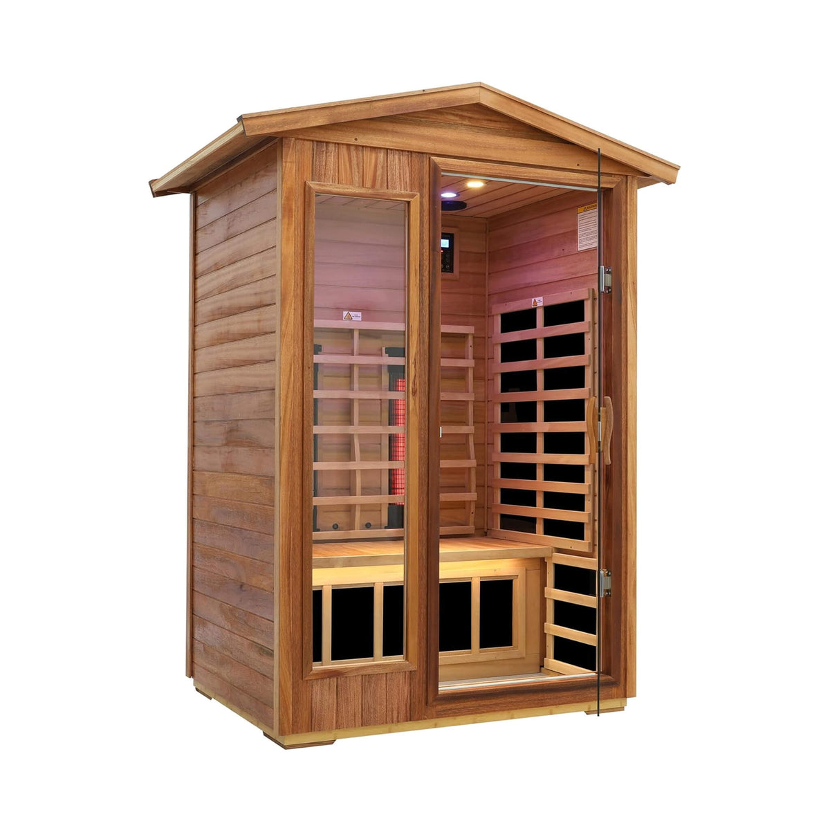 Alveron 2-Person Outdoor Mahogany Low EMF Far Infrared Sauna With Bluetooth Audio And LED Lights (SAK83719)