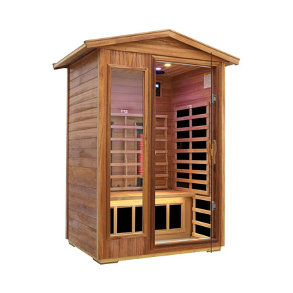 Alveron 2-Person Outdoor Mahogany Low EMF Far Infrared Sauna With Bluetooth Audio And LED Lights (SAK83719)