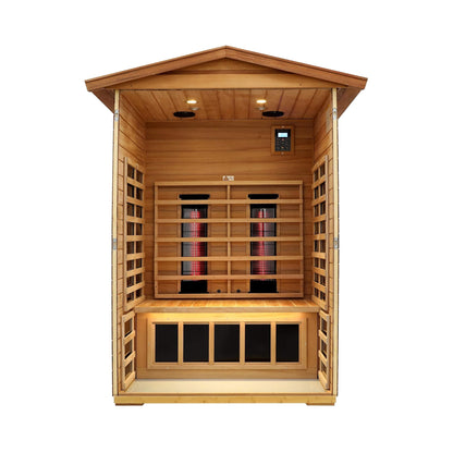 Alveron 2-Person Outdoor Mahogany Low EMF Far Infrared Sauna With Bluetooth Audio And LED Lights (SAK83719)