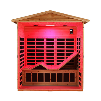 Kora Deluxe 3-Person Outdoor Full Spectrum Low EMF Infrared Home Sauna With Bluetooth Speakers And LED Reading Light (SAK14098)